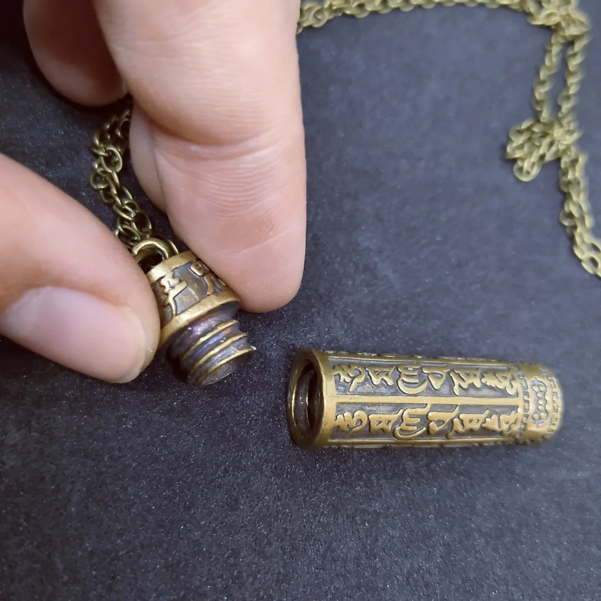 Mini Brass Jar Accessories Pendants Locket Sanskrit Mantra Memorial Jewelry