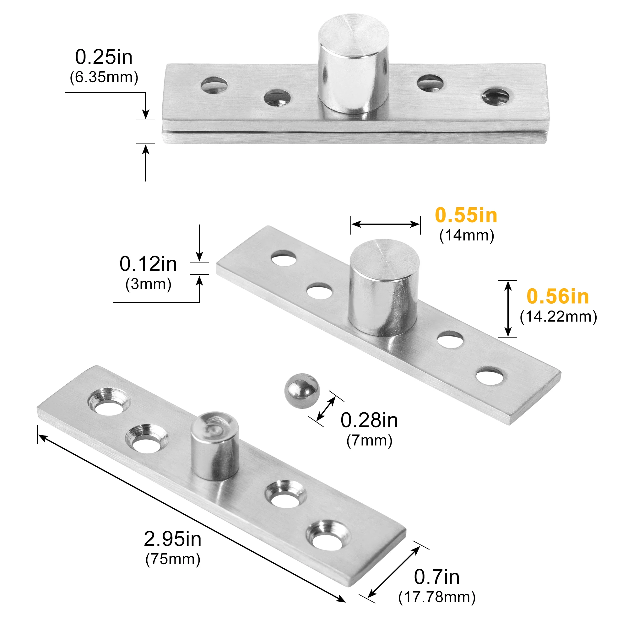 Stainless Steel Pivot Hinge Central and Offset-Axes Rotating Hinge 360 Degree Door Concealing Up Down Shaft for Wooden Doors stainless steel hinges door hinges