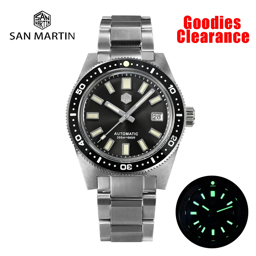 

San Martin 41mm 62mas V4 Diver Mens Watch NH35 Automatic Mechanical Watches Sapphire Glass Date Window 200m Waterproof Luminous