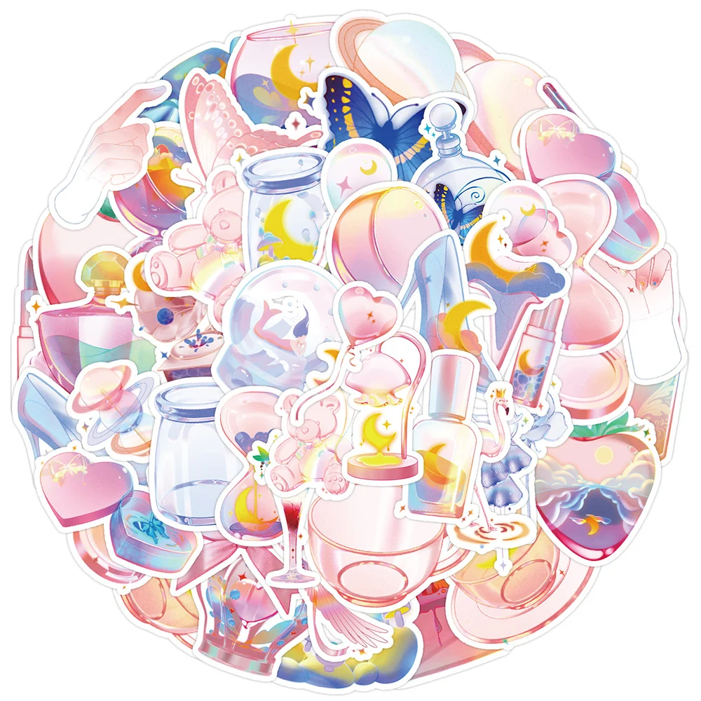 

10/30/50pcs Pink Cute Girls Cartoon Stickers Art Moon Stars Drink Sticker Diary Luggage Guitar Bike Phone Waterproof Decal Toys