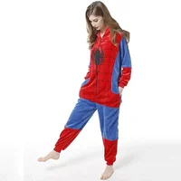 Pajamas Adult Spiderman Cosplay Costume Nightgown Home Flanne Hooded Sleepwear Jumpsuit Pajamas for Women Men Spider Man Costume - Image 5