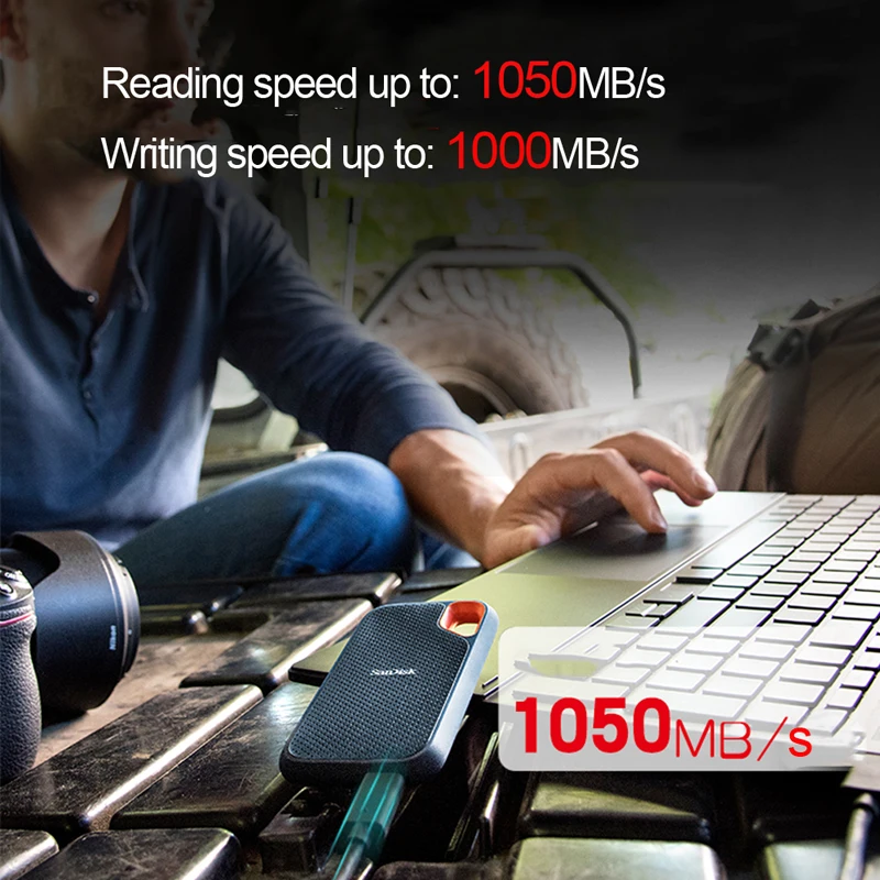 SanDisk E61 500GB 1T 2 T 4T ͽƮ ޴ SSD  NVME ָ Ʈ ̺, USB 3.2 Gen 2 -C 1050 M/s  ϵ ũ