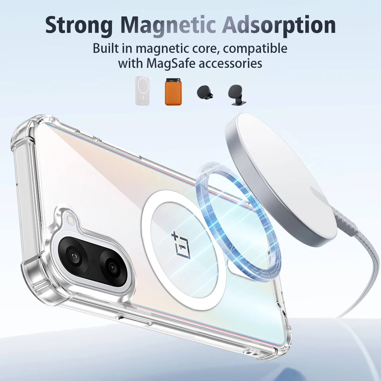 Luxury Magnetic Transparent Phone Case with Airbag Shockproof Protection