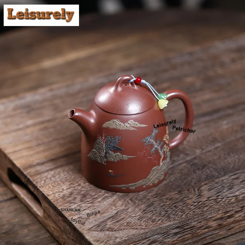 280ml Antique Yixing Purple Clay Teapots Handmade Qin Quan Pot Raw Ore Purple Mud Kettle With Strainer Zisha Teaset Tea Services