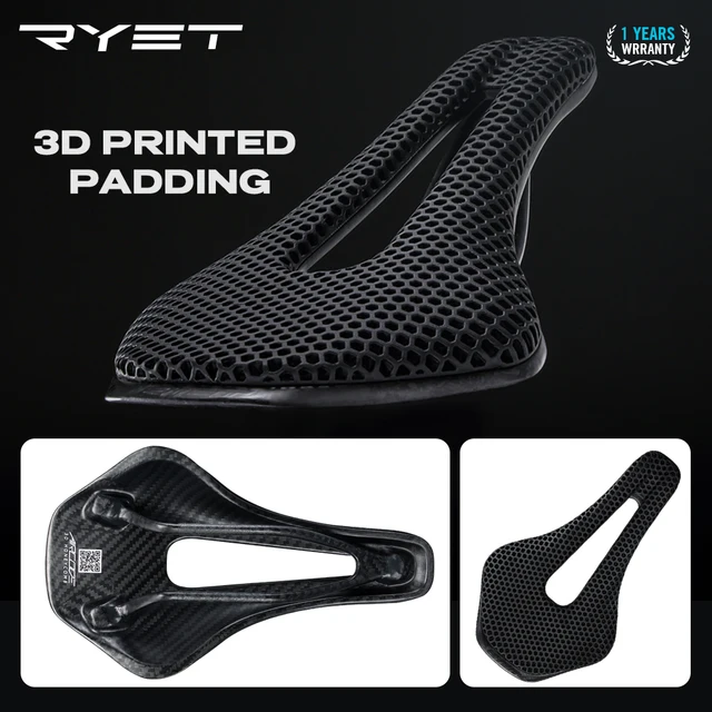 RYET 3D Printed Bicycle Saddle Ultralight Carbon Fiber Hollow Comfortable Breathable MTB Gravel Road bike Cycling Seat Parts 2