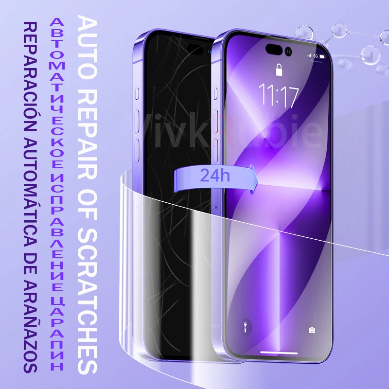 4Pcs Full Cover HD Hydrogel Film For iPhone 14 11 15 12 13 Pro Max 7 8 14 Plus Screen Protector iPhone 13 12 Mini X XR XS MAX SE — view 3