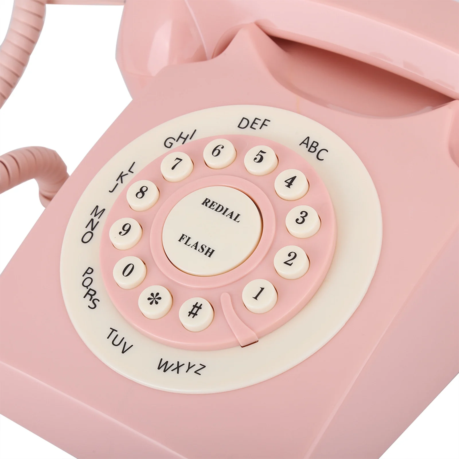 Landline Desk Telephone Vintage Telephone High Definition Call Quality Wired Telephone for Home  Pink