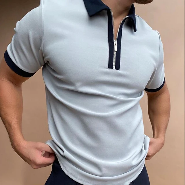 2021New Summer Men's Polo Shirt Joining Together Letters Color Polo Shirts Brand Men Short-Sleeved Tees Shirt Man Clothes S-3XL Gray