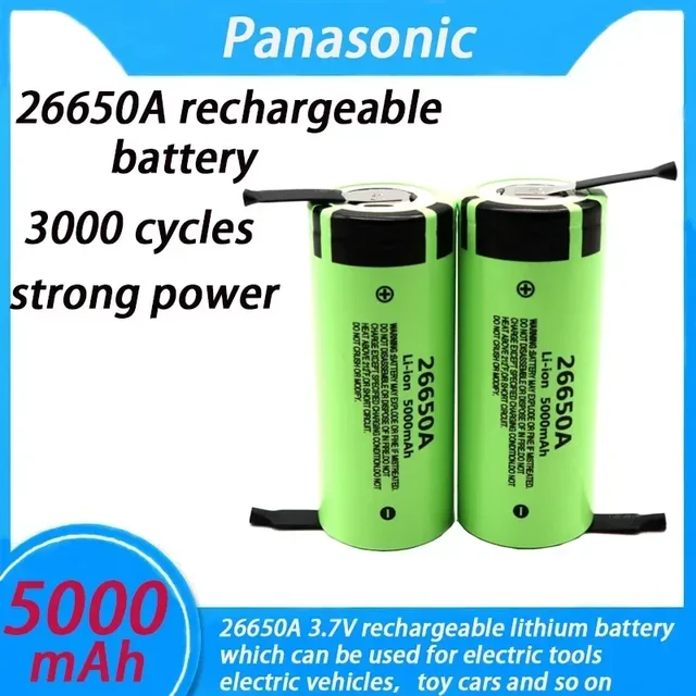 2-10 pièces d'origine Panasonic 26650A 26650 5000 mah 3.7 V Batteries rechargeables au Lithium haute capacité pour lampe de poche voiture électrique 1