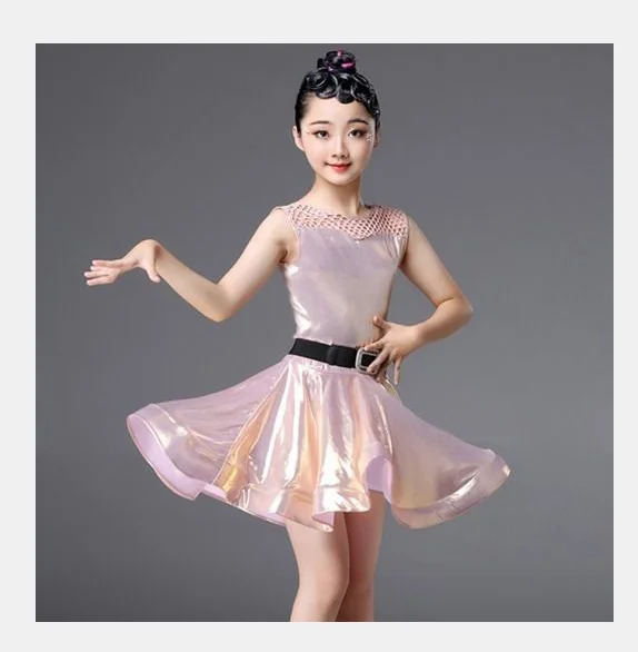 

1set/lot children fashion sleeveless latin dancing dress girl cha cha tango performance dancing dress