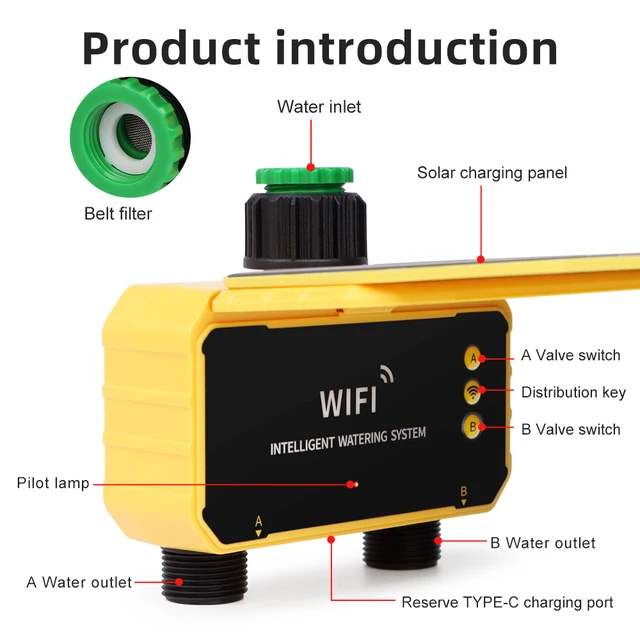 Smart Irrigation Water Timer Automatic Solar Timing Controller 1/2 Outlets Watering Timer System Plant Waterer for Garden Lawn 4