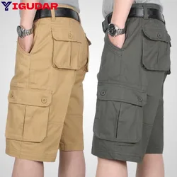 Summer Men Cargo Multi Pocket Shorts Men Casual Solid Elastic Waist Beach Short Spring Men Jogger Pants Shorts Male Dropshipping