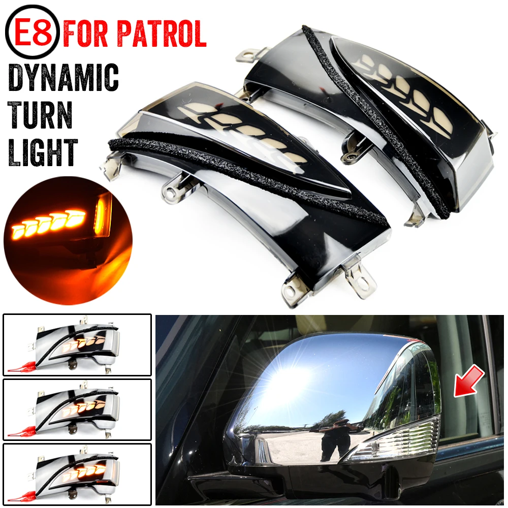 

2 Pieces Side Wing Mirror LED Dynamic Turn Signal Light For Nissan Patrol Y62 2012-2018 Armada Quest RE52 For Infiniti QX56 QX80