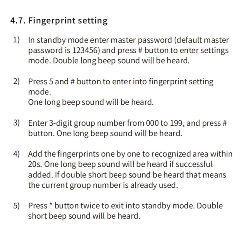 ANJIELO Fingerprint 5in1 Unlock Doorbell Video Intercom System for Home Visual D