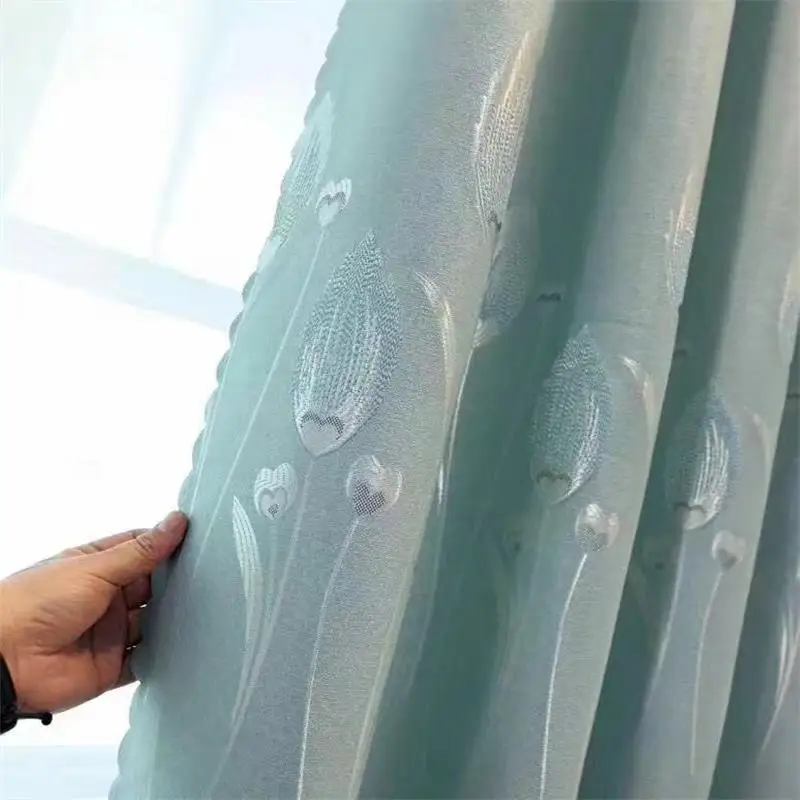 2022 New European Style Blackout Curtains Simple Embroidered Thickened Shading for Living Room Bedroom Curtain Customization