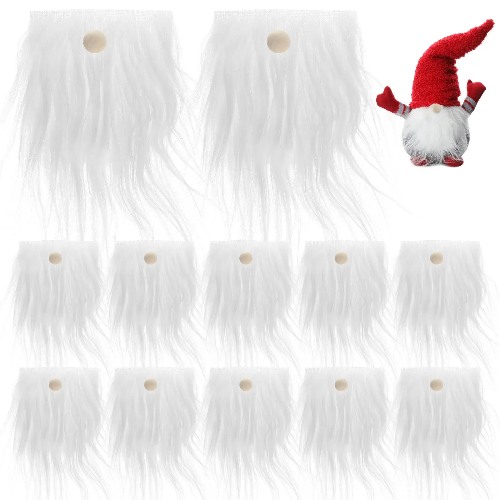 

12 Set Christmas Darwf Gnome Beard With Wooden Balls Faux Fur Beards Plush Handmade DIY Crafts Party Costume Accessories