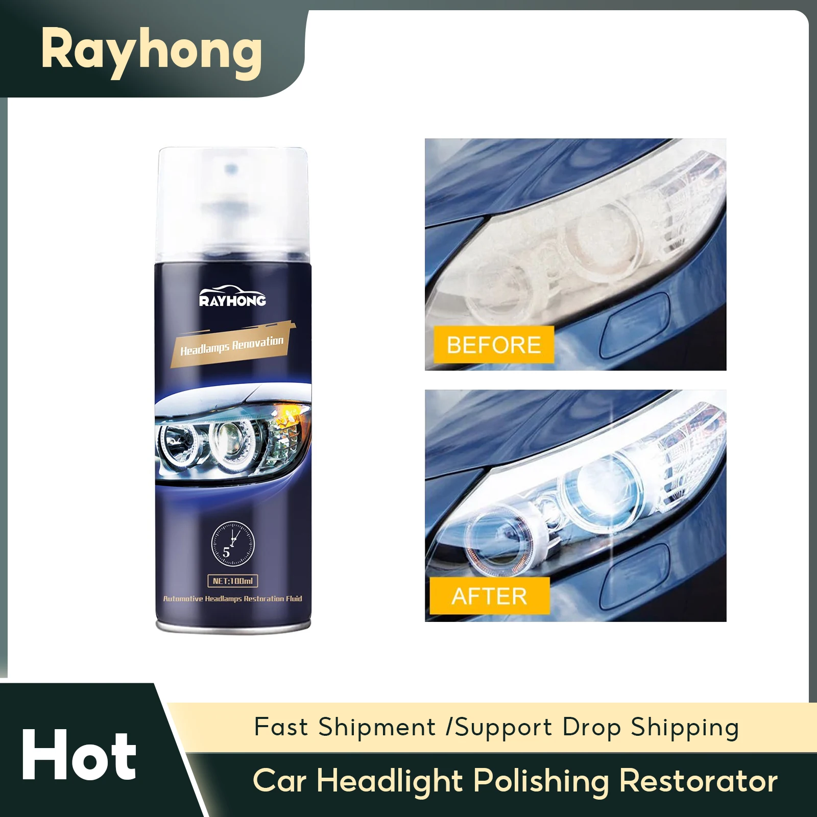 

Car Headlight Polishing Restorator Scratch Remover Headlamp Repair Polish Liquid Detailing Cleaning Maintenance Car Accessories