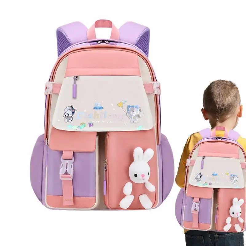 

School Backpack For Girls 18inch Breathable Cute Bunny Princess Kids Backpacks For Girls Large Capacity For Spine Protection