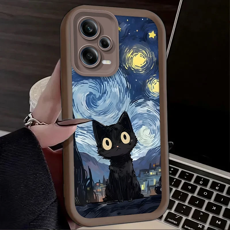 Starry Night Art Black Cat Phone Case