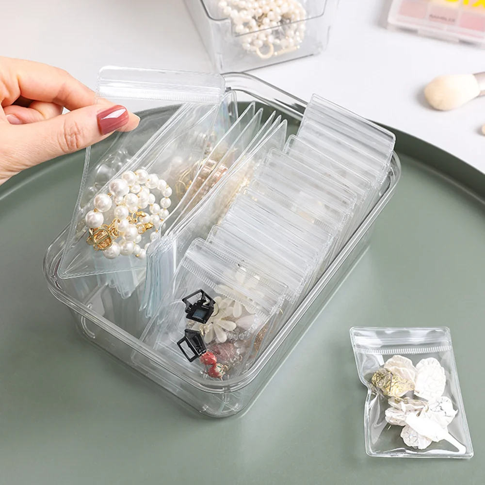 20pcs Portable Square Clear Bag Transparent PVC Jewelry Pouches Bags