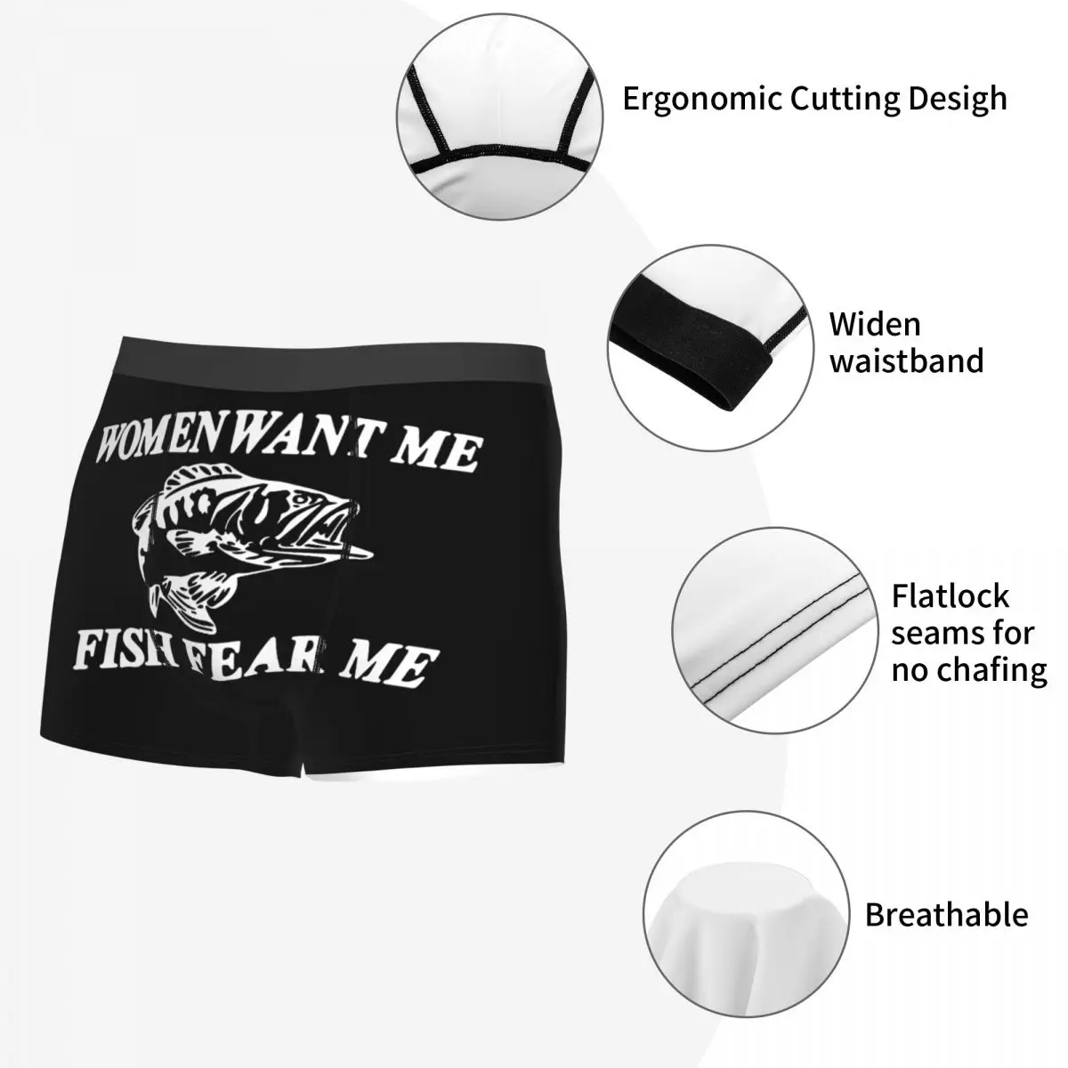 Women Want Me Fish Fear Me Boxer Shorts For Men 3D Printed  Fishing Fisherman Underwear Panties Briefs Breathbale Underpants 5