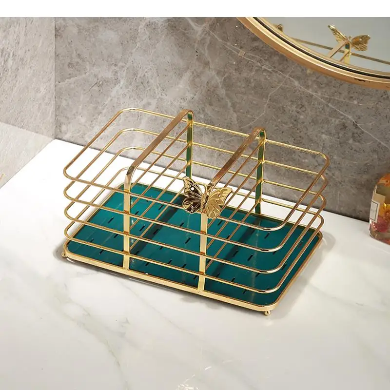 

Metal Storage Shelves Household Three Layers Cosmetics Finishing Baskets Living Room Desktop Storage Containers Bathroom Shelves