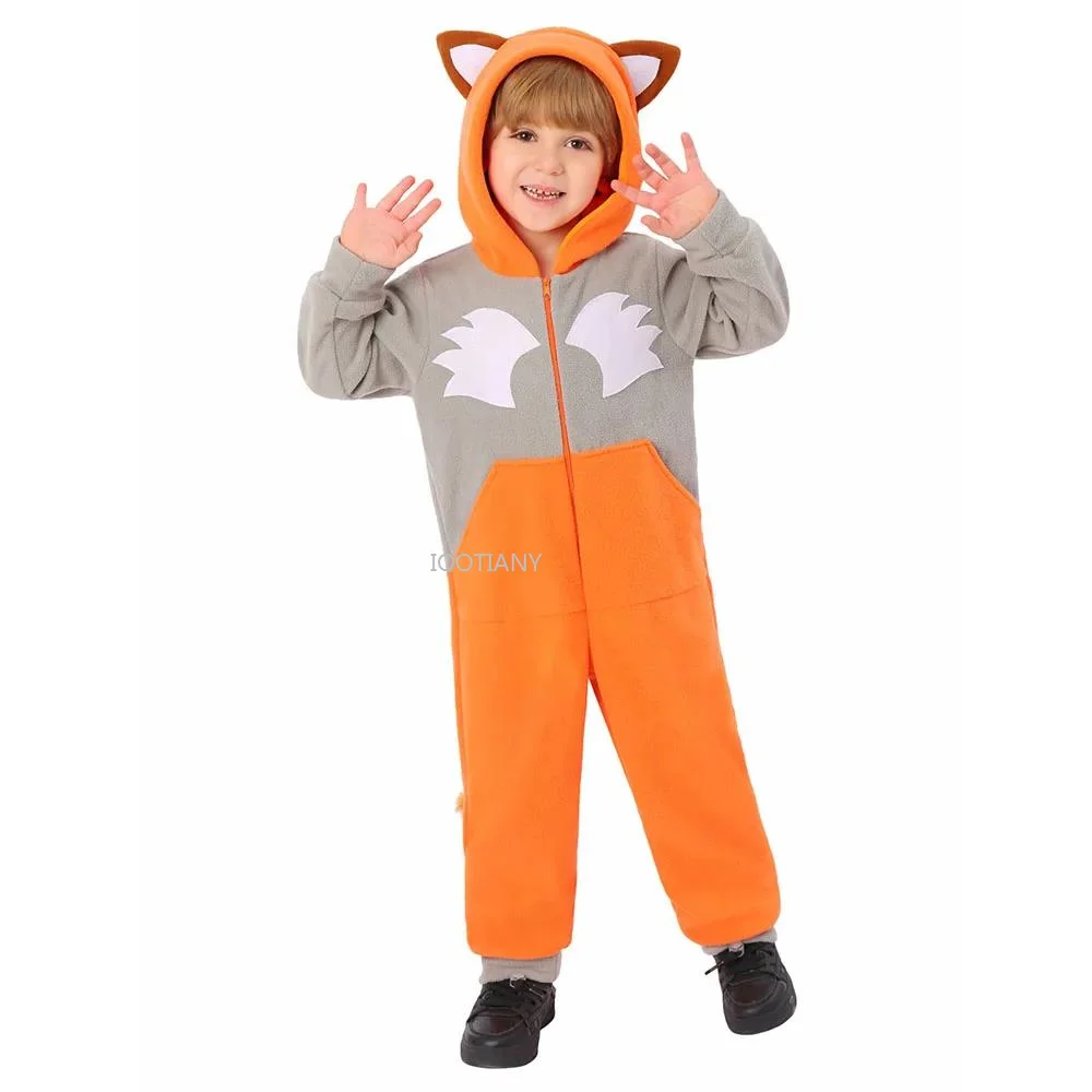 

New Animal Series Fox Role-playing Cos Costumes Halloween Children's Fox Hooded Jumpsuit Party Stage Performance Costumes