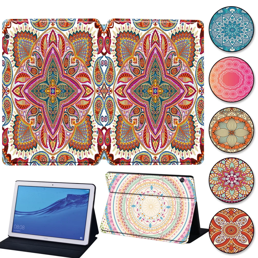 For Huawei Mediapad M5 Lite 10.1/T3 8.0/ T3 10 Case For Mediapad M5 10.8/M5 Lite 8 Mandala Series Leather Stand Cover Case + Pen