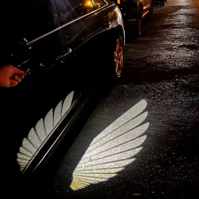 Illuminate Your Car with the Cadillac LYRIQ OPTIQ SLS SRX ATS ELR DEVILLE BLS Welcome Door Rearview Mirror Light Angel Wing Car Decor Auto Carpet Lamp