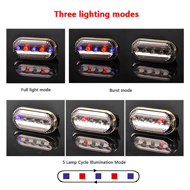 LED Shoulder Lamp Taillight 1PC For Night Running Hiking Cycling Bicycle Safety Warning Multi-function Electric Police Light