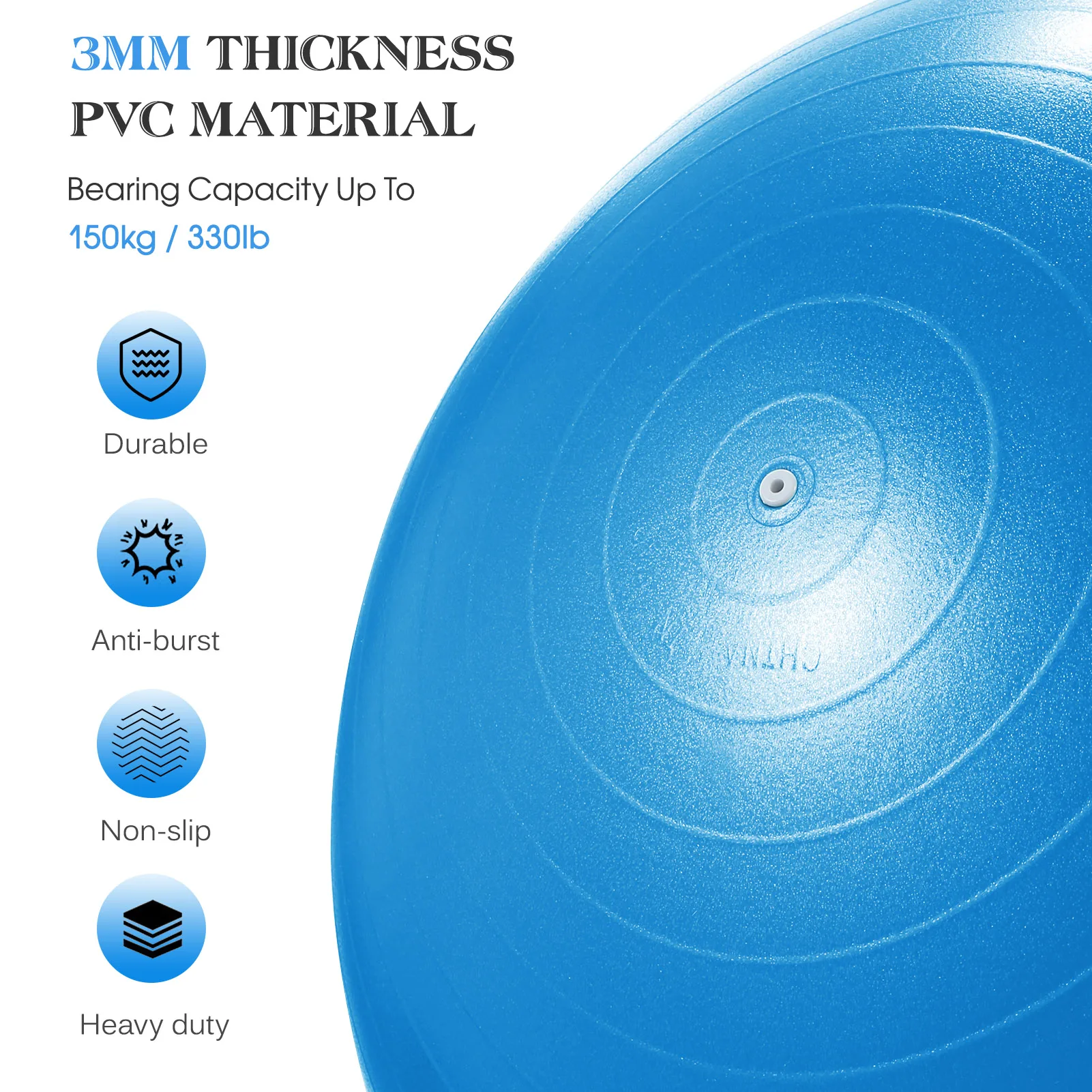 45cm/55cm/65cm/75cm Thickened Yoga Ball with Foot Pump for Stability Balance Pilates Physical Fitness Equipment