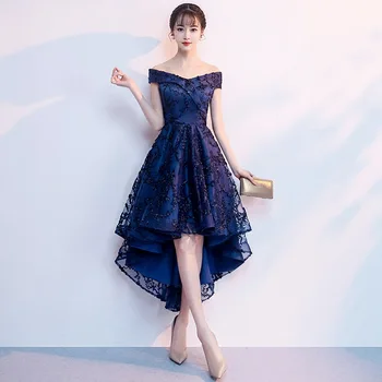 New Short Evening Dress Fashion Off The Shoulder Robe  Soiree Short Front Long Back Prom Dresses Elegant Vestidos Customized 1