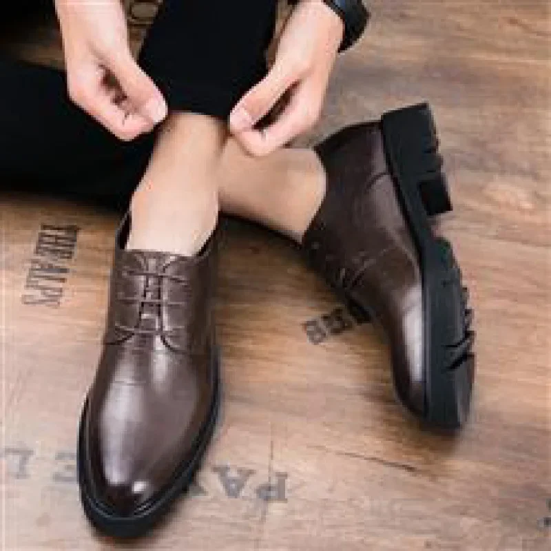 

British Style Leather Men's Korean-Style British Fashion Dress Shoes Tods Casual Shoes Party Office Derby