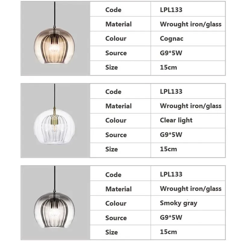 Nordic Glass Pendant Light LED Hanging Lamp for Dining Room Living Room Coffee Shope Home Indoor Decor Lighting Fixtures 6