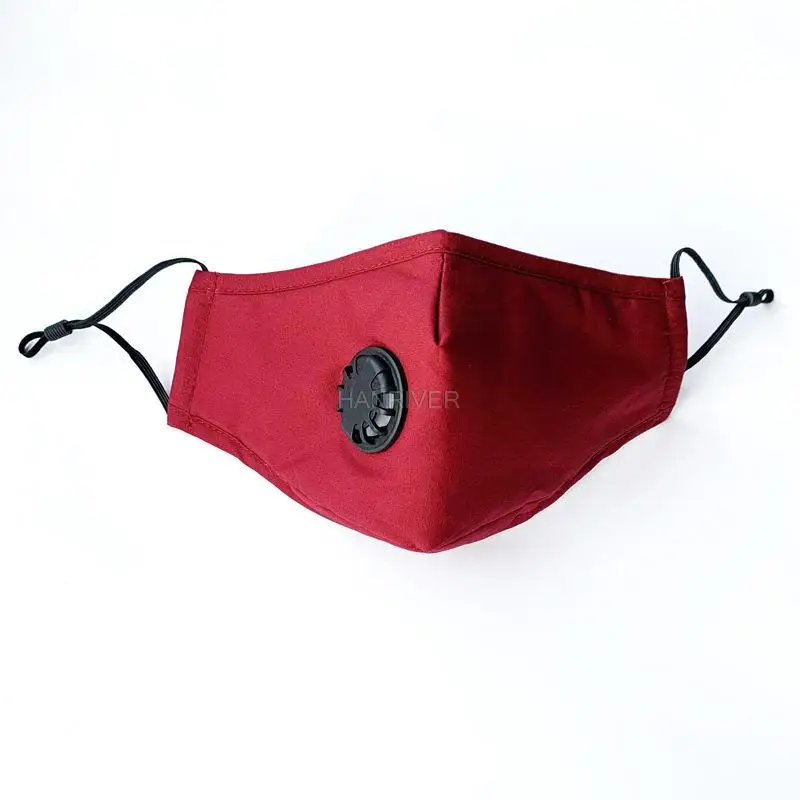 1pc Three-layer cotton cloth hanging ear type cold mask filter dustproof PM2.5 cotton cloth mask with breathing valve