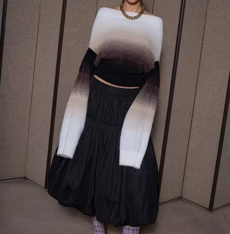 

Свитер с открытыми плечами, Женский Свободный Повседневный вязаный пуловер с воротником-лодочкой, женский модный Шикарный джемпер в Корейском стиле, Женские Элегантные вязаные топы