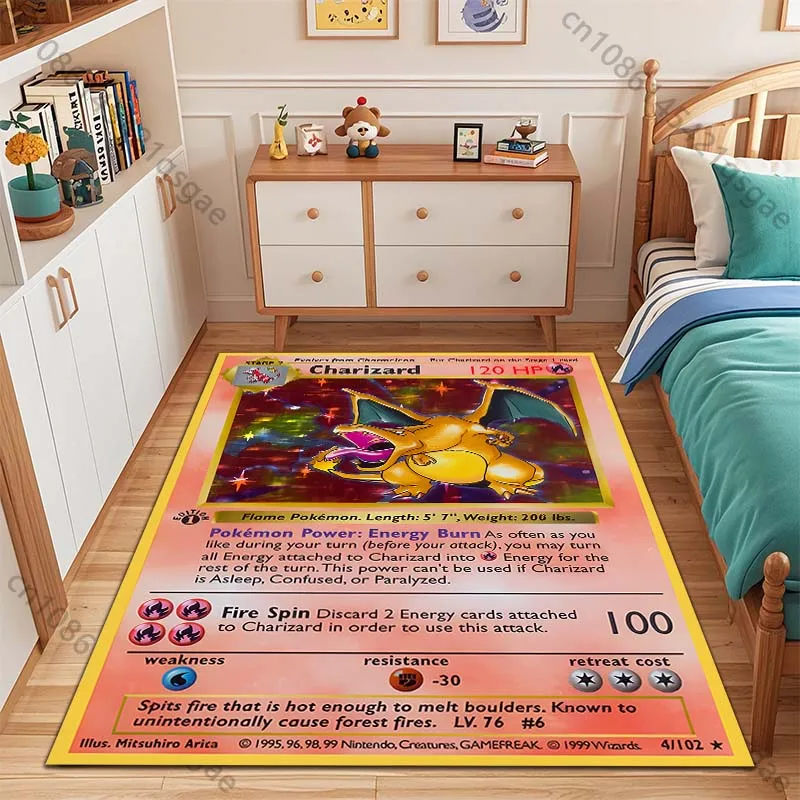 Janpan Pok&eacute;mon Cards Charizard Squirtle Bulbasaur Pirnt Carpet Room Decor Children Crawling Mat Living Room Area Rug Floor Mat