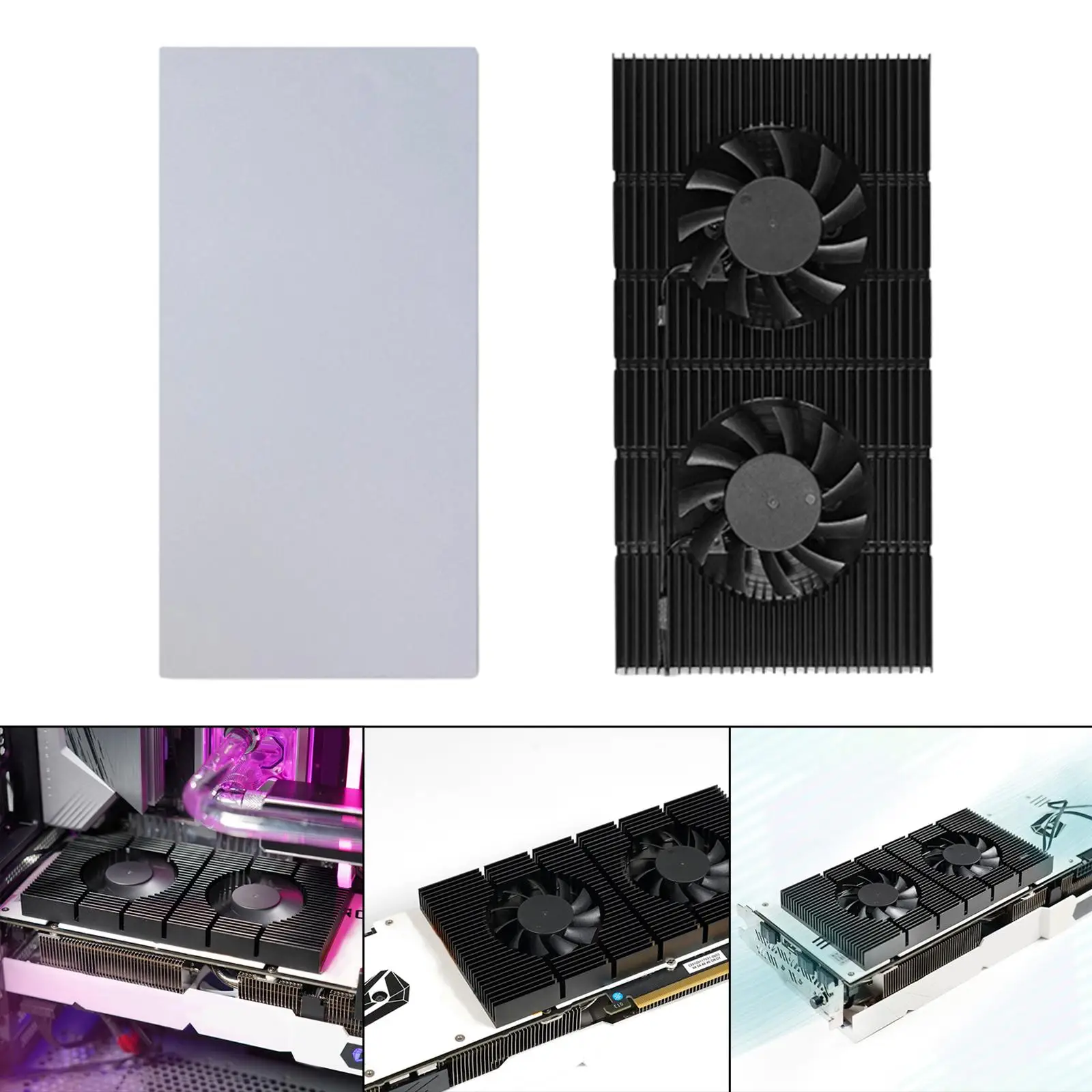 Graphic Card Backplane Cooler, GPU Backplate Radiator Memory Cooling Fans Heatsink for RTX 3080 3070