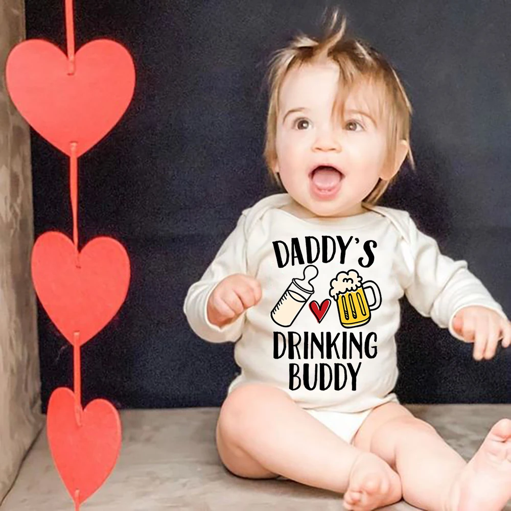 

Baby Girl Boy Clothes Daddy's Drinking Buddy Baby Long Sleeve Romper Fashion Casual Summer Bodysuit Infant Clothes