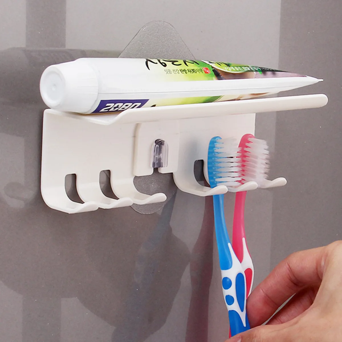 Wall-mounted Toothbrush Holder Multifunctional Storage Hook Creative Punch-free Storage Rack Organizer Bathroom Accessories Gift