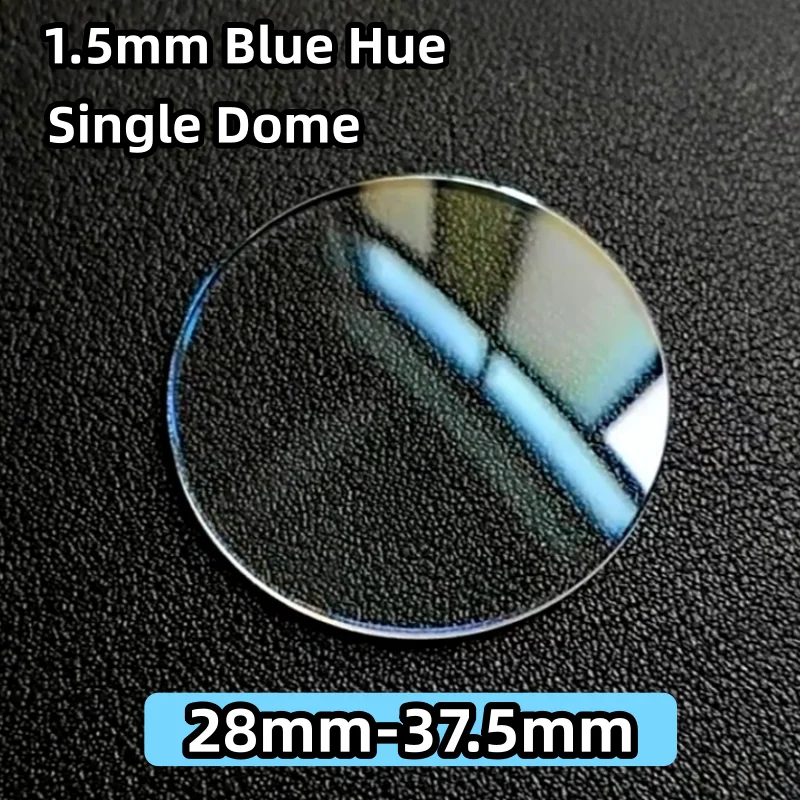 28mm-37,5mm Blaues Mineralglas mit Einzelkuppel, 1,5mm Dick, Rundes Kristall-Vergrößerungsglas für Uhrenreparatur YZC946