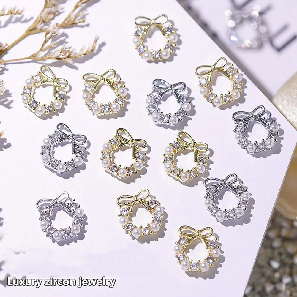 10Pcs 크리스마스 럭셔리 합금 갈 랜드 Bowknot 네일 아트 장식 10*11mm..