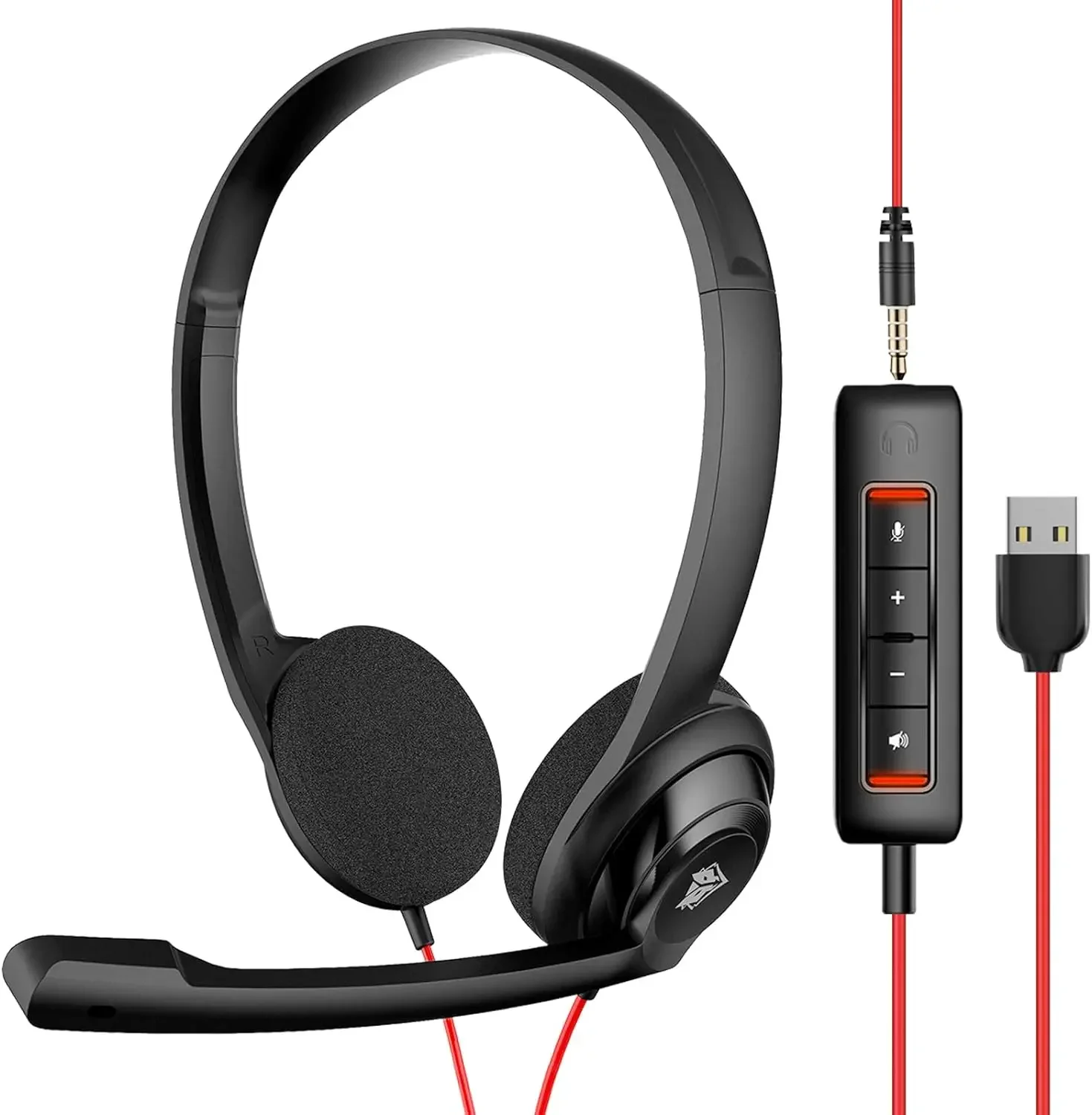 NUBWO USB Noise-Cancelling Comfort On-Ear Wired Office Headset with Mic