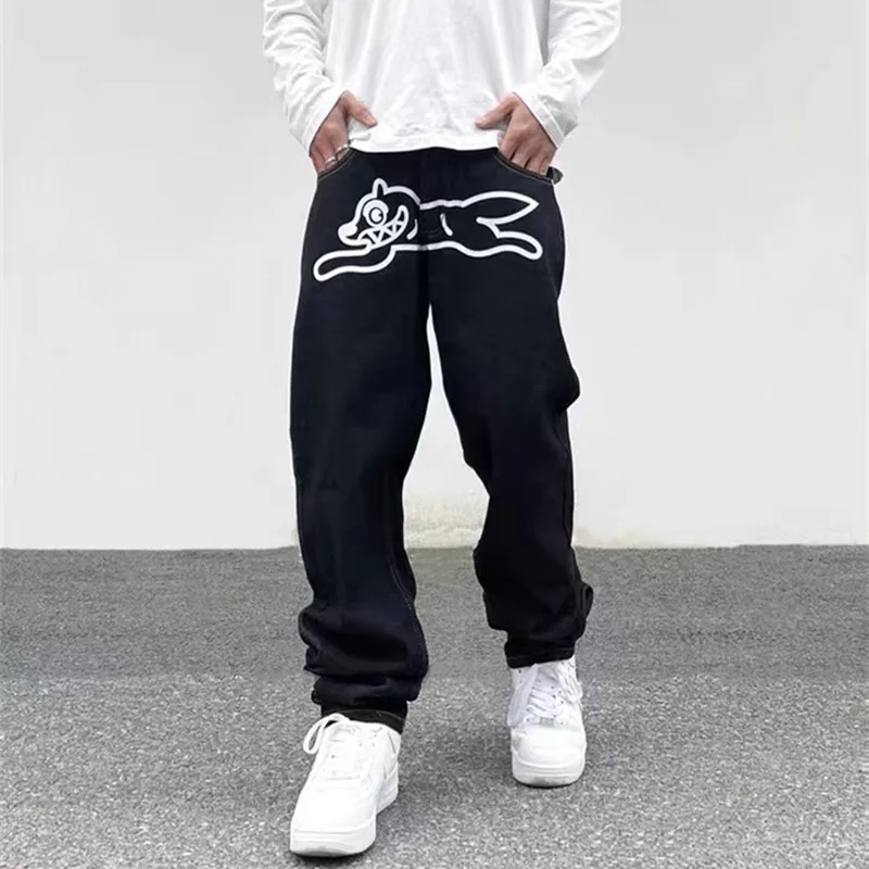 Ropa Dog Print Streetwear Men Hip Hop Baggy Jeans Pants Y2K Clothes Straight Loose Goth Denim Trousers Pantalones Vaqueros