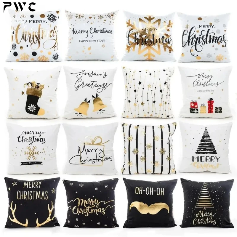 Cotton Linen Merry Christmas Cushion Covers 45x45cm Decorative Christmas Pillow Cases Cover Home Decor Sofa Pillowcase