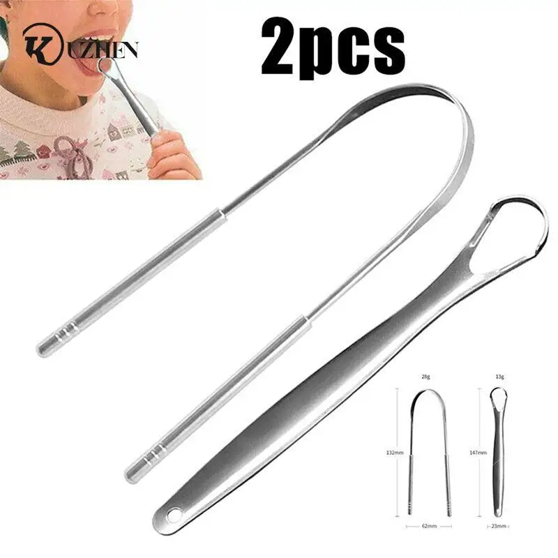 

High Quality Stainless Steel Tongue Scraper Cleaner Fresh Breath Cleaning Coated Tongue Toothbrush Oral Hygiene Care Tools