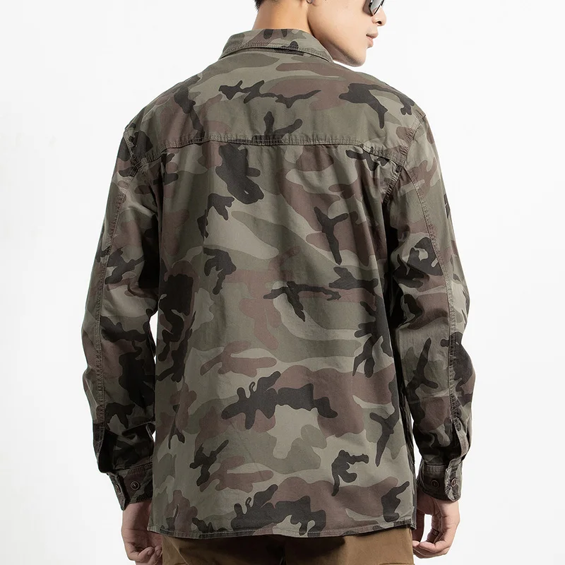 Autumn Men's Camouflage Military Shirts Relaxed Fit Long Sleeves - Image 2