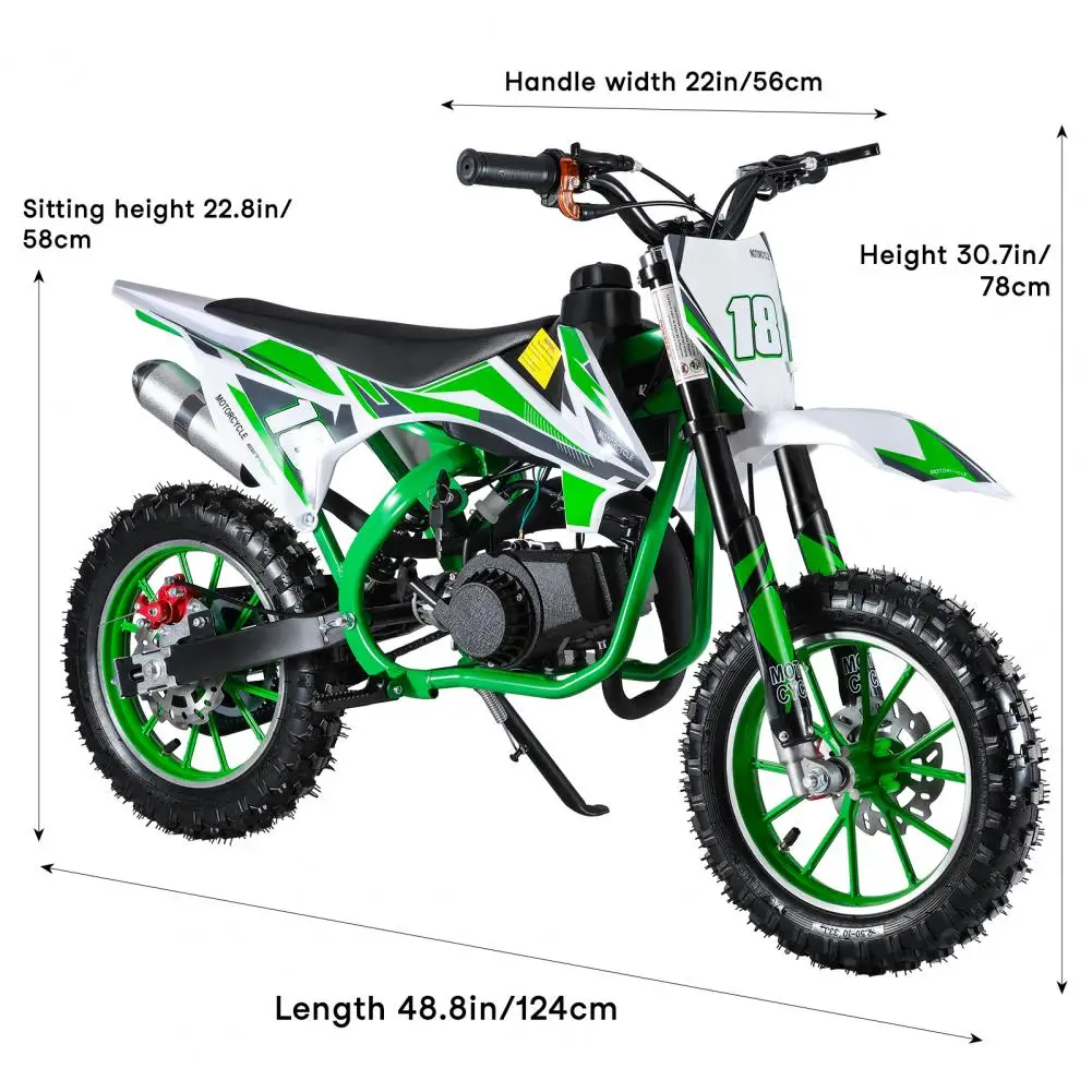 49CC 2 Stroke Mini Dirt Bike Gas Power Dirt Bike Pull Start 10" Wheels Kids Gas Motocross Pocket Motorbike