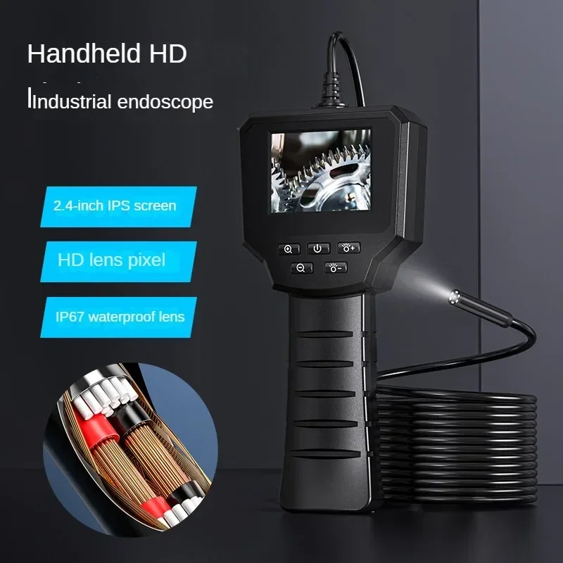 Handheld pipe endoscope with screen 8mm lens HD camera integrated industrial speculum inspection IP67 waterproof rating