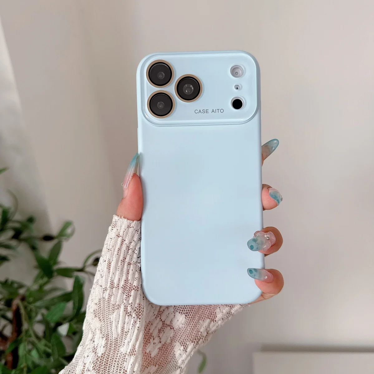 Large Window Liquid Silicone Orange Shockproof Phone Case with Fashion Lens Protection